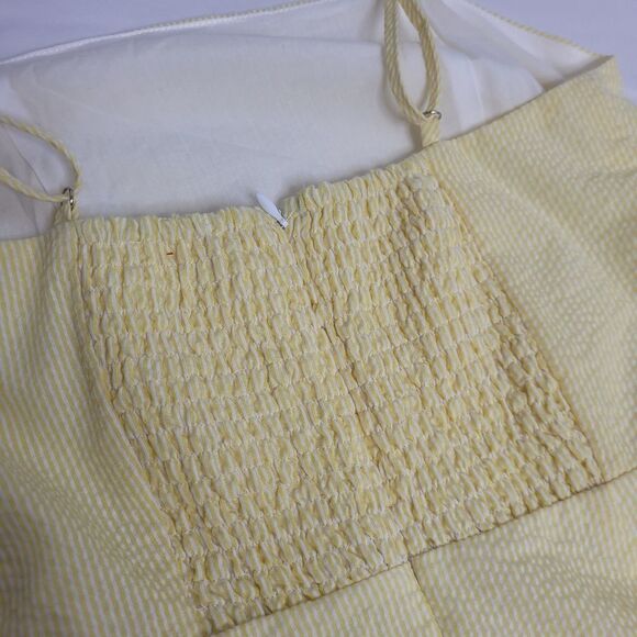 EMORY PARK dress yellow stripe seersucker spaghetti strap wrap mini S‎ - Picture 7 of 13